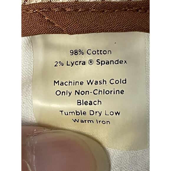 Talbots Capri Pants Womens 10P Petite Beige White Pinstripe Stretch Cotton - Picture 12 of 12